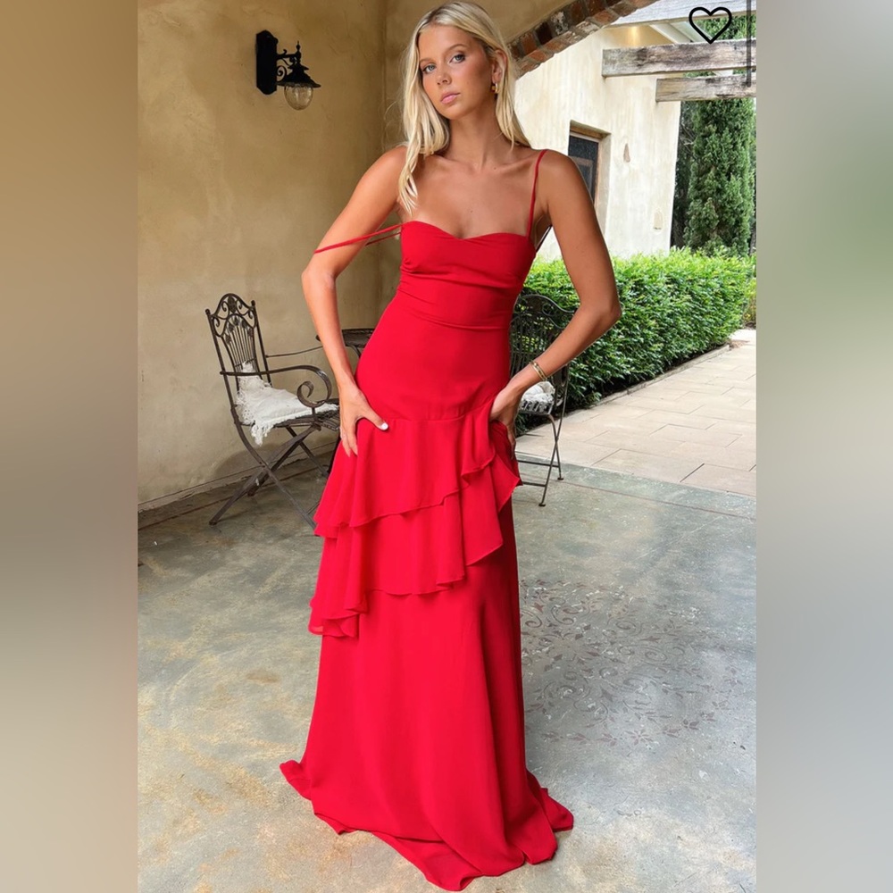 Anais Tiered Ruffle Maxi Dress
- Red